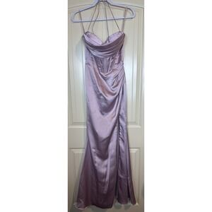 Cinderella Corset Maxi high slit‎ Dress Sz 10 Event Gala Prom Wedding pink blush